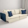 Sofá Cama Retrátil Blog 2.20m Veludo Marfim/Azul