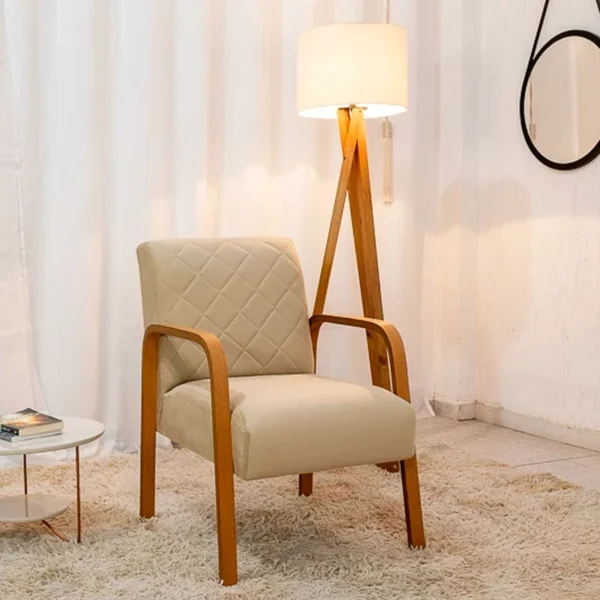 Poltrona Ayla Veludo Bege 6010