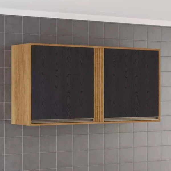 Armário Aéreo Cozinha Pérola 2 Portas Larg. 1.20m Cinamomo/Preto