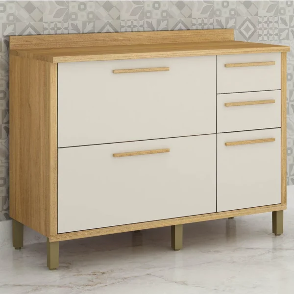 Balcão Cozinha Torino 3 Portas 2 Gavetas larg. 1.20m Cinamomo/Off