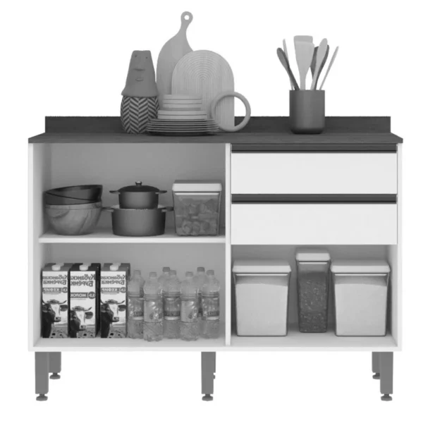 Balcão Cozinha Pérola 2 Portas Larg. 1.20m Cinamomo/Off - Image 2