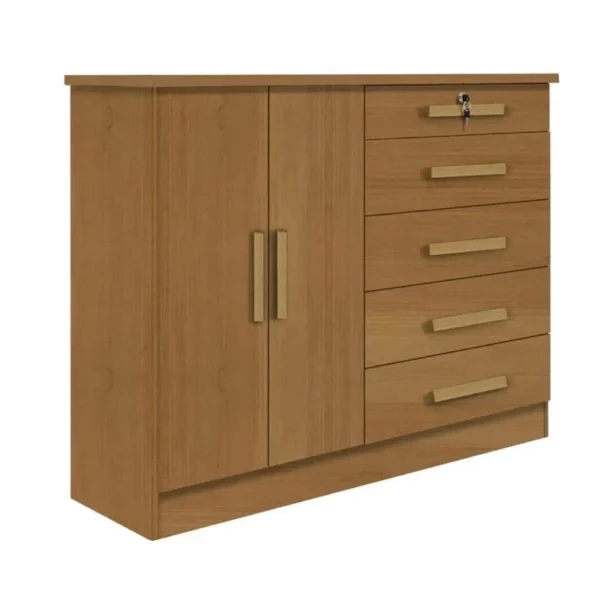 Cômoda 5 Gavetas 2 Portas New Athos Cinamomo