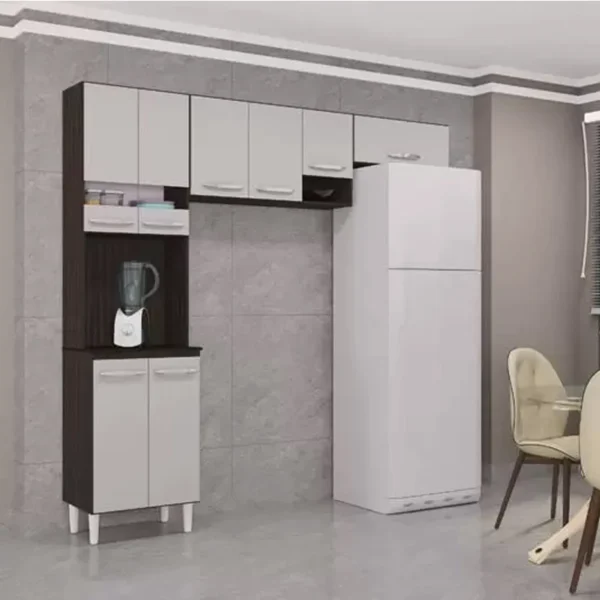 Cozinha Compacta 8 Portas Isadora Larg. 2.02m Chocolate/Off White