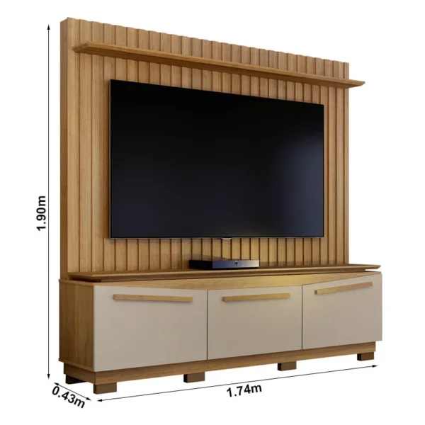 Home Montreal com Painel Ripado Larg. 1.74m Cinamomo/Off White - Image 3
