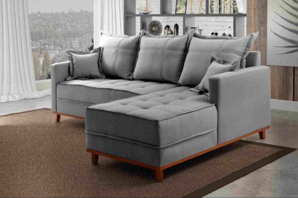 SOFA SF.2210 CHAISE MILAO LD ESQ LINHO CINZA/1008