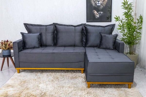 Sofá 3 Lug. Com Chaise Lado Esquerdo Milão Larg. 2.30m Veludo Cinza