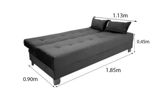 Sofá 4 lugares e Sofá Cama Casal Arpoador Veludo Azul 3040/07 - Image 4