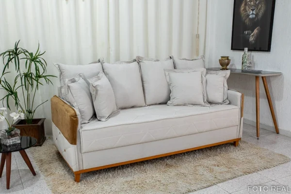 Sofá 3 lugares Vican Larg. 2.00m Linho Bege 5044 Detalhe 05