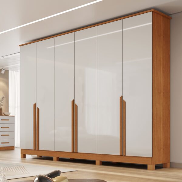 Guarda-Roupa 6 Portas Bianca 2,30 m Nature/Off White