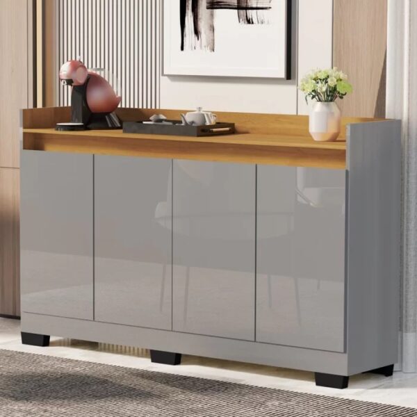 Buffet 4 Portas Real Cinza/Mel