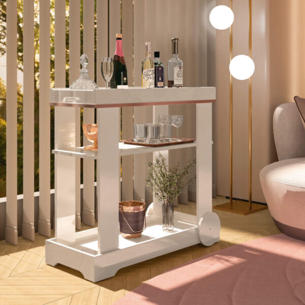 Carrinho Bar Rosé Off White
