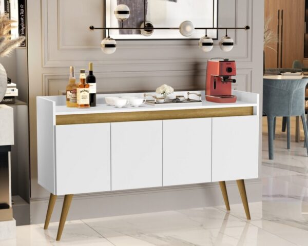 Buffet 4 Portas Gold Branco/Mel/Branco