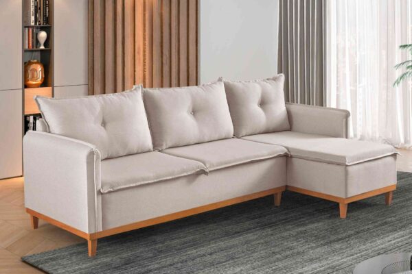 SOFA CHAISE ORLANDO LINHO BEGE