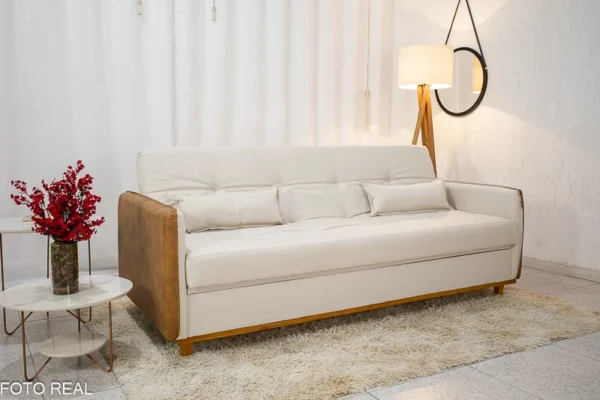Sofá Cama Ipanema Baú larg. 2.05m Linho Bege