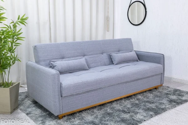 Sofá Cama Ipanema Baú larg. 2.05m Linho Cinza
