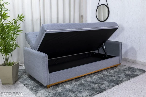 Sofá Cama Ipanema Baú larg. 2.05m Linho Cinza - Image 2
