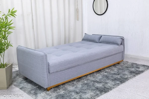 Sofá Cama Ipanema Baú larg. 2.05m Linho Cinza - Image 3