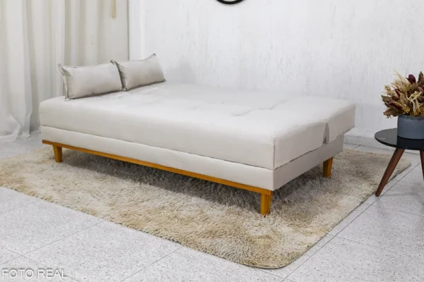 Sofá Cama Madrid larg. 1.80m Molas Bonnel Veludo Bege 2269 - Image 2