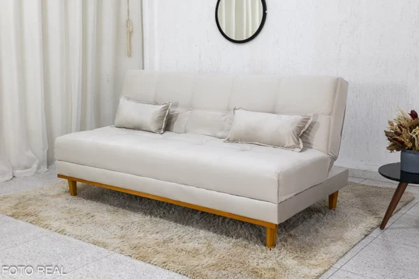 Sofá Cama Madrid larg. 1.80m Molas Bonnel Veludo Bege 2269