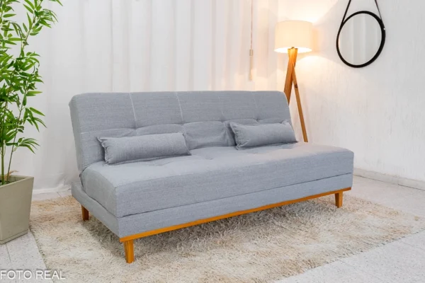 Sofá Cama Madrid larg. 1.80m Molas Bonnel Linho Cinza