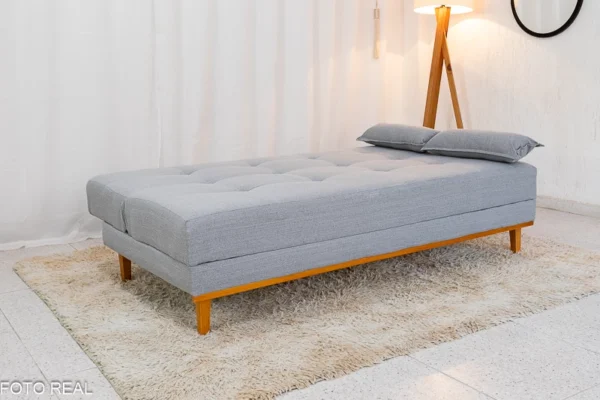 Sofá Cama Madrid larg. 1.80m Molas Bonnel Linho Cinza - Image 2