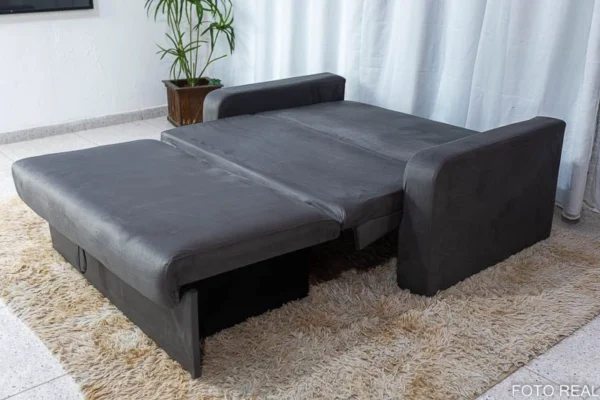 Sofá Cama Daiane Larg. 1.40m com Baú Cinza 250 - Image 2